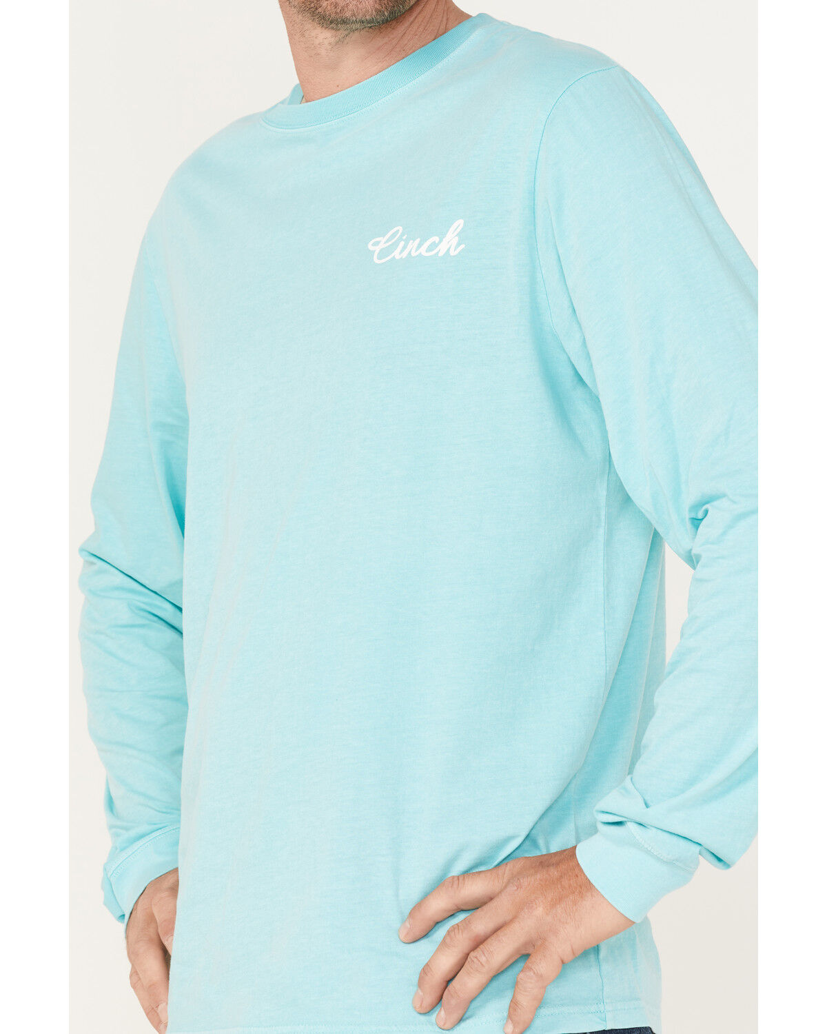 Image #3 - Cinch Men's Lead Don't Follow Logo Graphic Long Sleeve T-Shirt, Light Blue, hi-res
