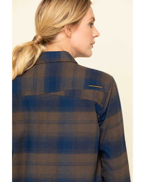 Ariat Women's Navy Plaid Rebar Flannel Durastretch Long Sleeve Work Shirt, Navy, hi-res