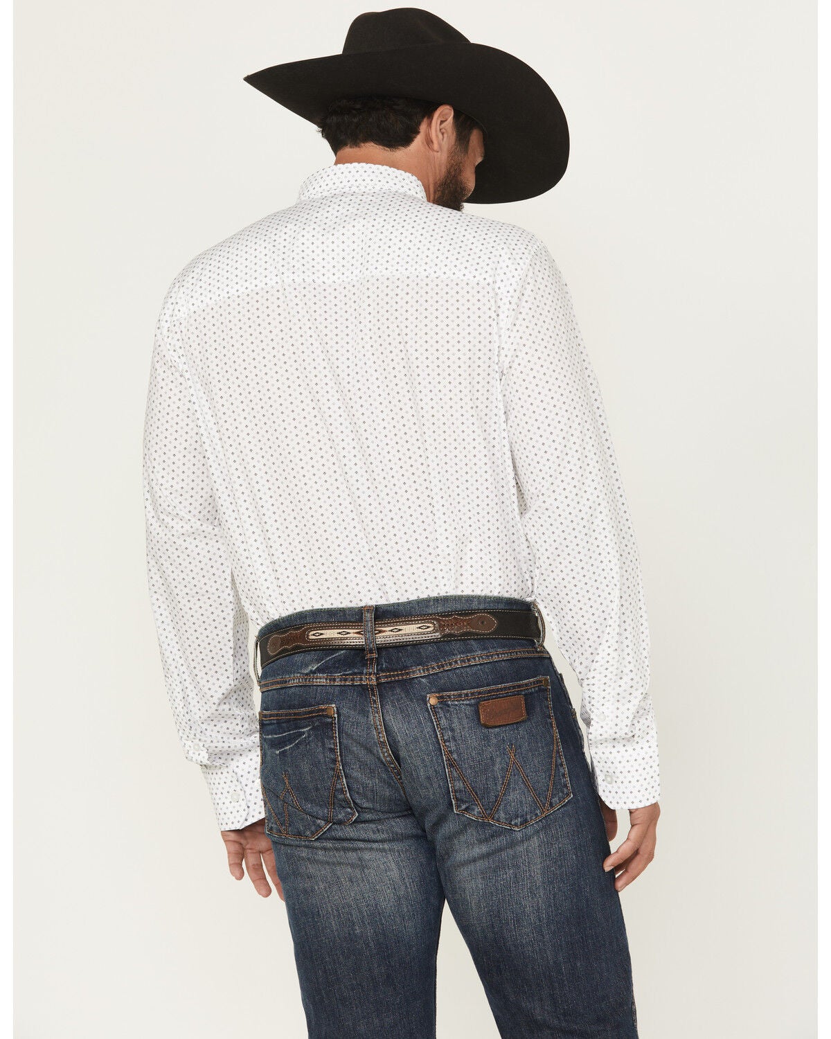 Image #4 - Wrangler X Cody Johnson Men's Medallion Print Long Sleeve Button-Down Western Shirt - Tall, White, hi-res