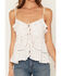 Image #3 - Cleo + Wolf Women's Floral Print Tie-Front Sleeveless Ruffle Cami, Ivory, hi-res
