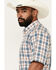Image #2 - Ariat Men's Rowdy Plaid Print Short Sleeve Button-Down Performance Western Shirt, Blue, hi-res