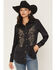 Image #1 - Wrangler X Lainey Wilson Women's Paisley Embroidered Long Sleeve Snap Satin Western Shirt, Black, hi-res