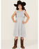 Image #1 - Hayden LA Girls' Gingham Print Puff Sleeve Dress, Blue, hi-res