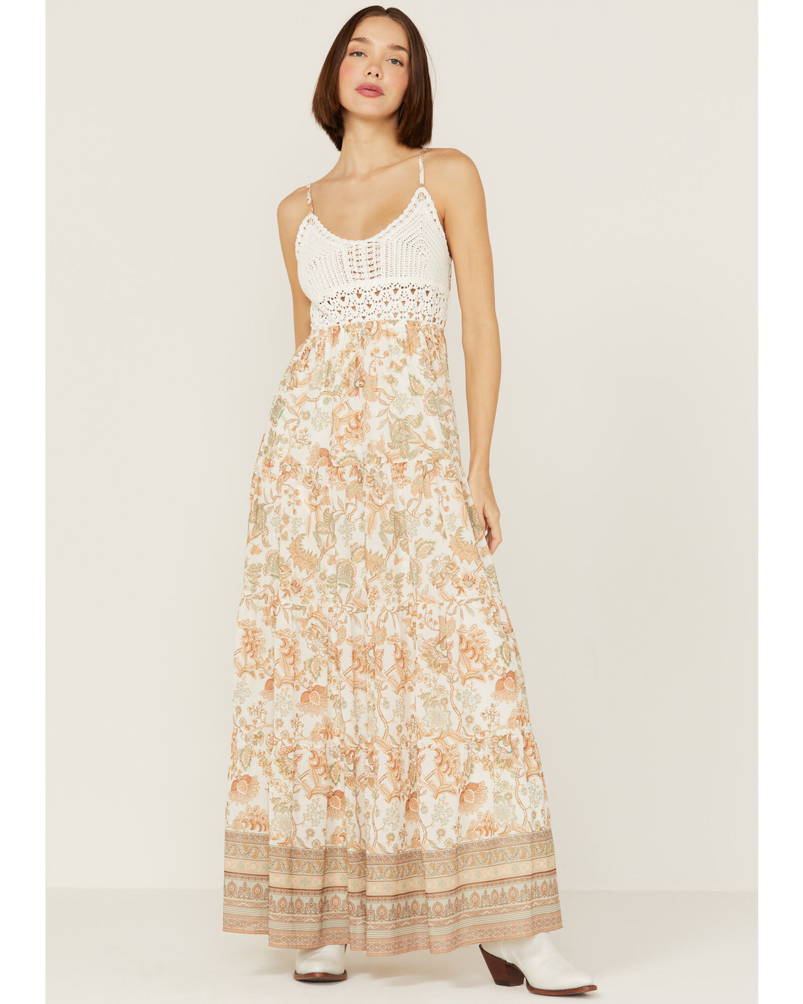 White crochet top maxi dress store