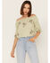 Image #1 - Shyanne Women's Floral Embroidered Off Shoulder Crop Top, Seafoam, hi-res