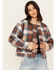 Image #1 - Cleo + Wolf Women's Cropped Plaid Print Jacket, Rust Copper, hi-res