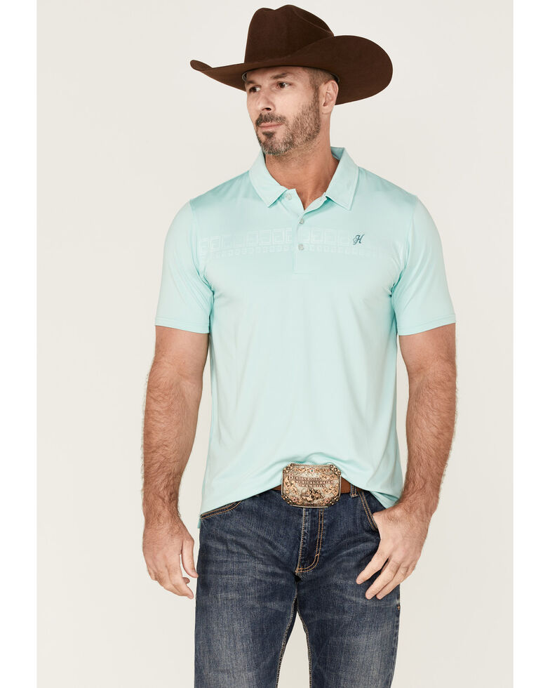 HOOey Men's The Weekender Embossed Polo Shirt , Teal, hi-res