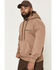 Image #4 - Lucky Brand Workwear Men's Logo Graphic Hooded Sweatshirt, Taupe, hi-res