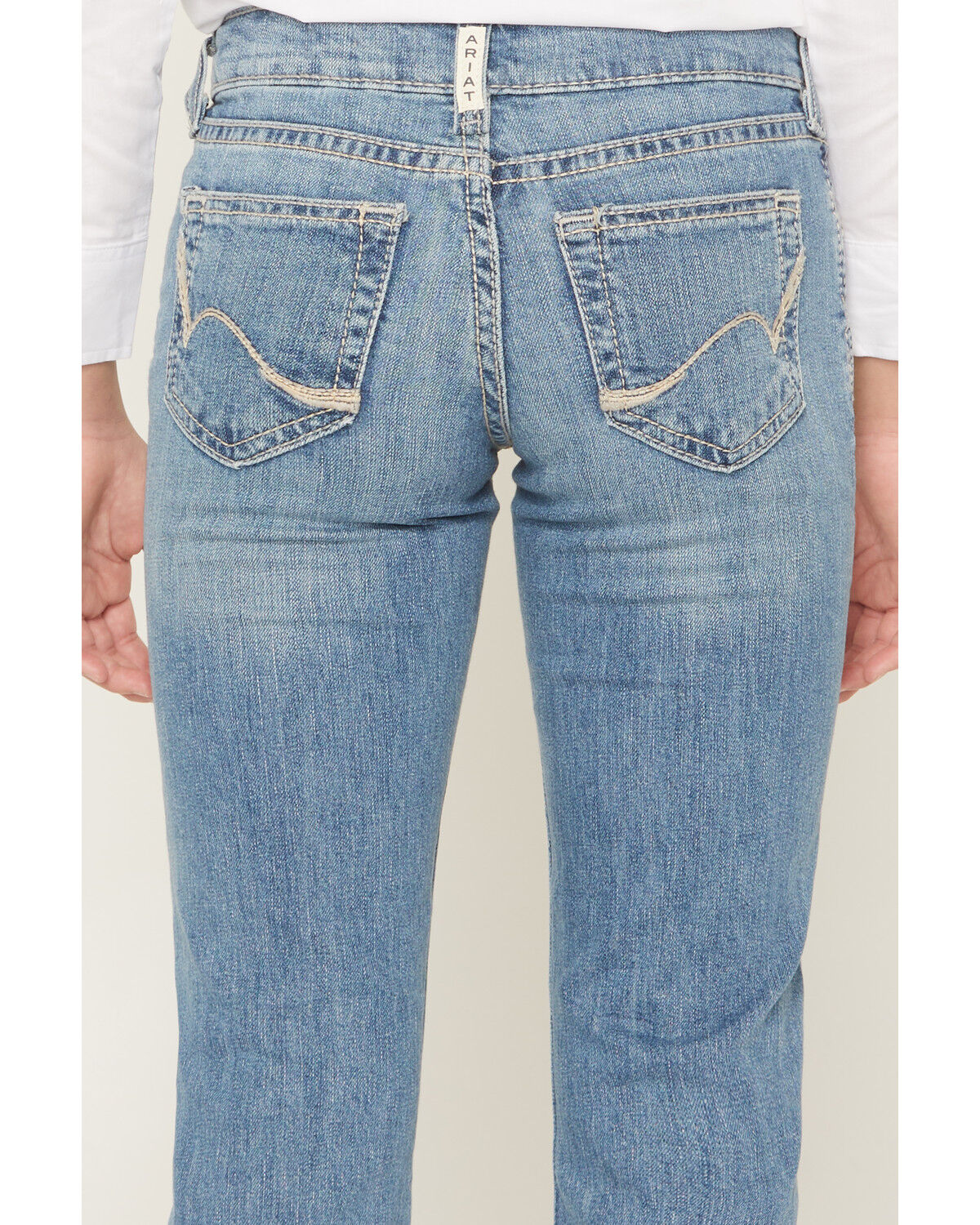 Image #4 - Ariat Girls' Rosalie Light Wash Trouser Stretch Denim Jeans, Light Wash, hi-res