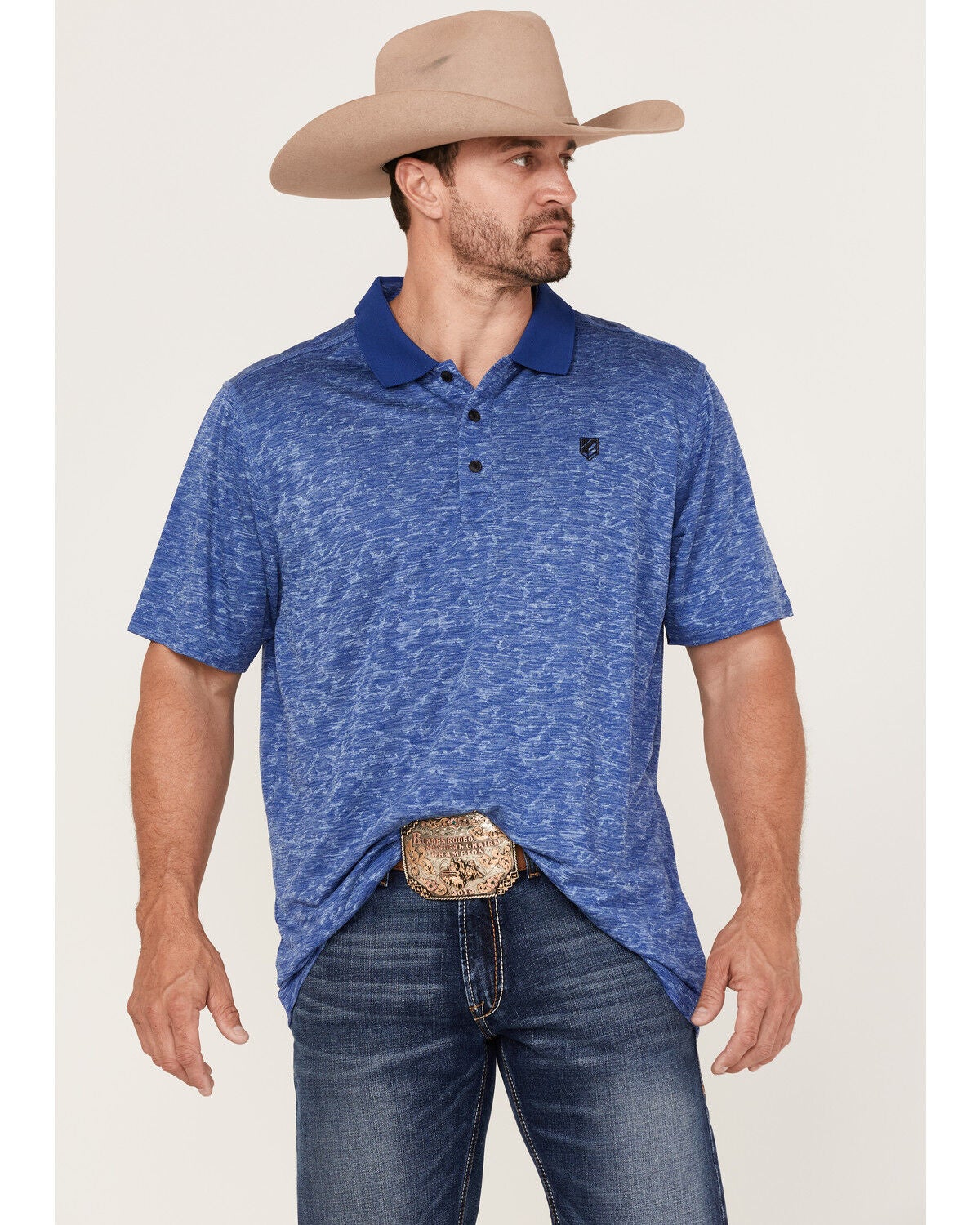 RANK 45&reg; Men's Daylight Solid Short Sleeve Polo Shirt, Blue, hi-res