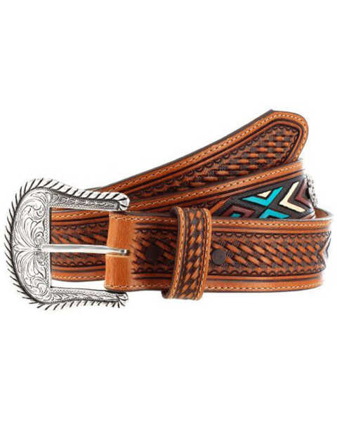 Tony Lama Men's Sierra Sunrise Leather Belt , Brown, hi-res