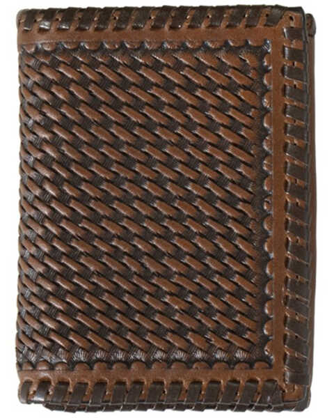 Ariat Men's Tri-Fold Basketweave Wallet , Brown, hi-res
