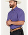 Image #2 - Ariat Men's Jameson Plaid Print Button-Down Short Sleeve Western Shirt, Dark Blue, hi-res