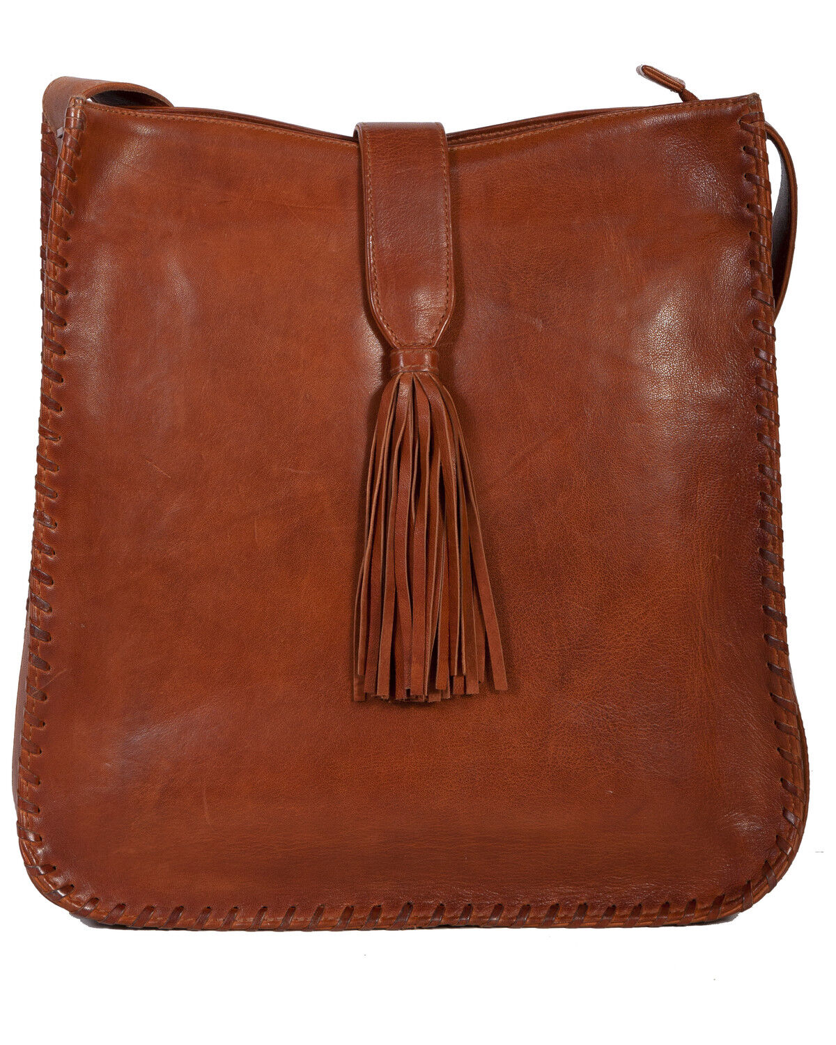 Image #1 - Scully Women's Leather Bag With Whipstitching, Tan, hi-res