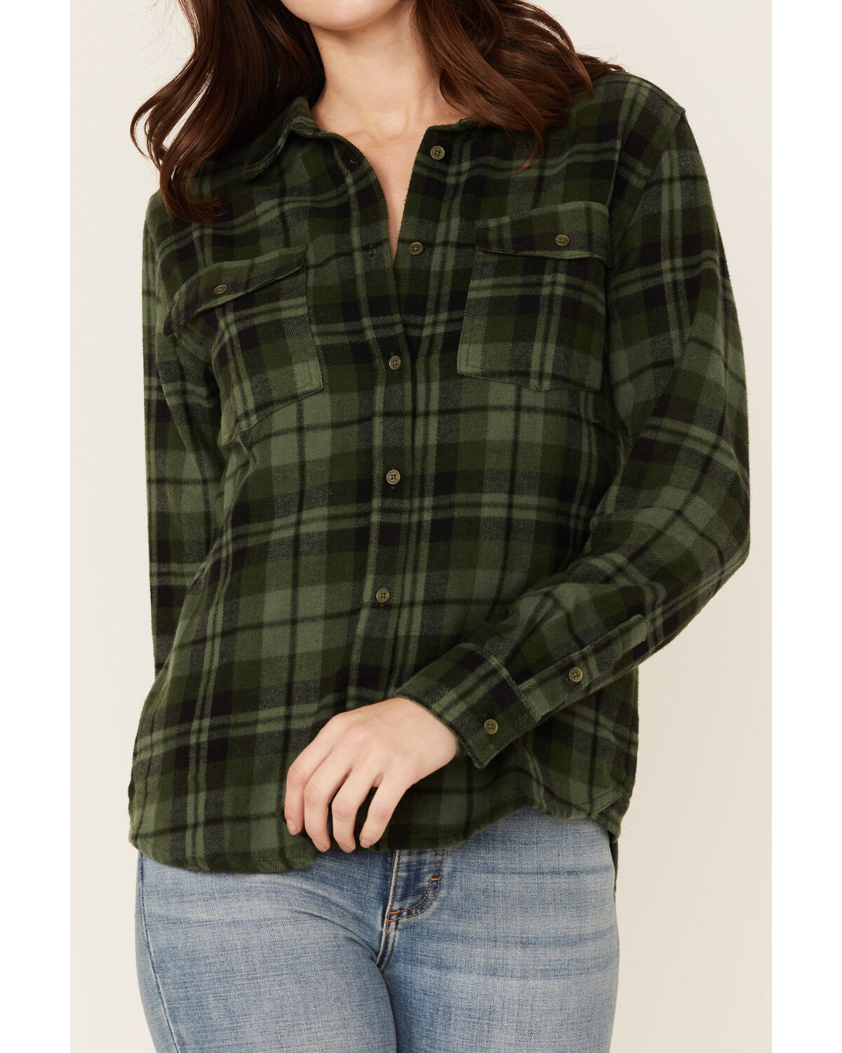 Image #2 - United By Blue Women's Plaid Responsible Button Down Western Flannel Shirt, Olive, hi-res