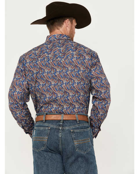 Image #4 - Roper Men's Amarillo Paisley Print Long Sleeve Pearl Snap Western Shirt, Blue, hi-res