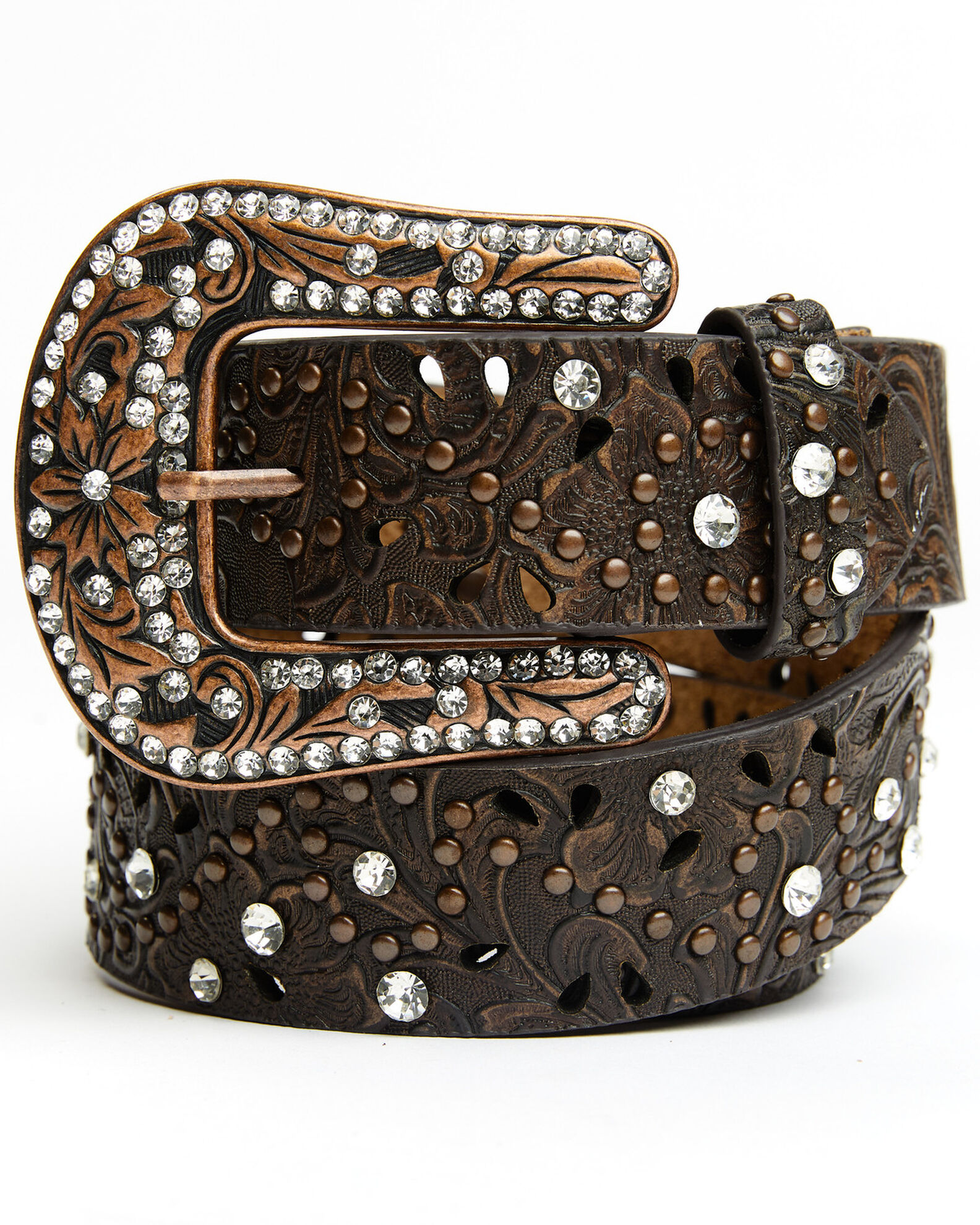 Shyanne Women s Brown Floral Embossed Western Belt Sheplers