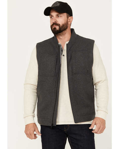 Brothers and Sons Men's Buffalo Check Wool Zip Vest, Charcoal, hi-res