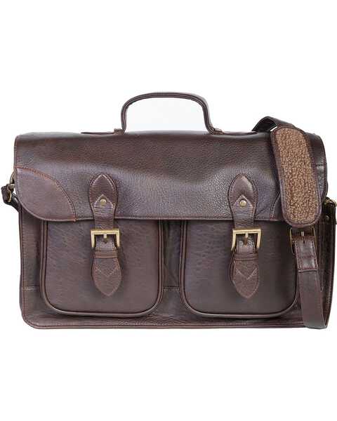 Image #1 - Scully Men's Leather Briefcase, Chocolate, hi-res