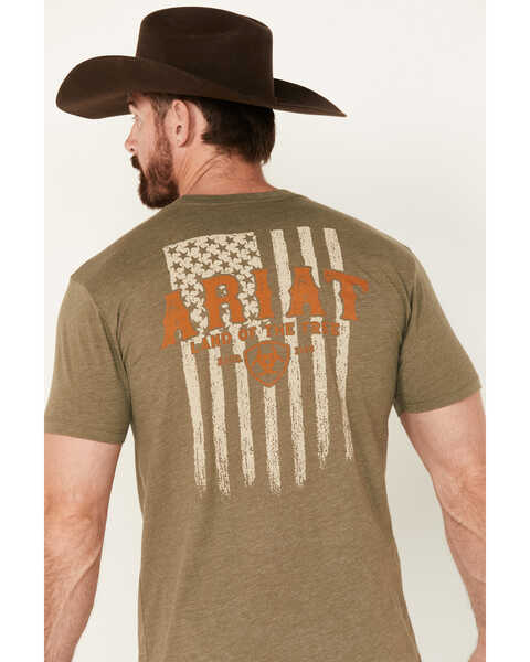 Image #4 - Ariat Men's Vertical Flag Short Sleeve Graphic T-Shirt, Olive, hi-res