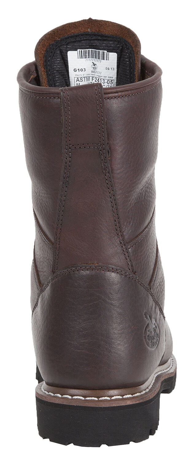 Image #7 - Georgia Boot Men's Waterproof 8" Low Heel Logger Work Boots - Soft Toe, Chocolate, hi-res