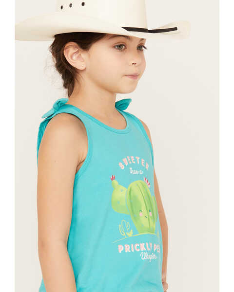 Image #2 - Wrangler Girls' Cactus Prickly Pear Graphic Tank Top, Turquoise, hi-res