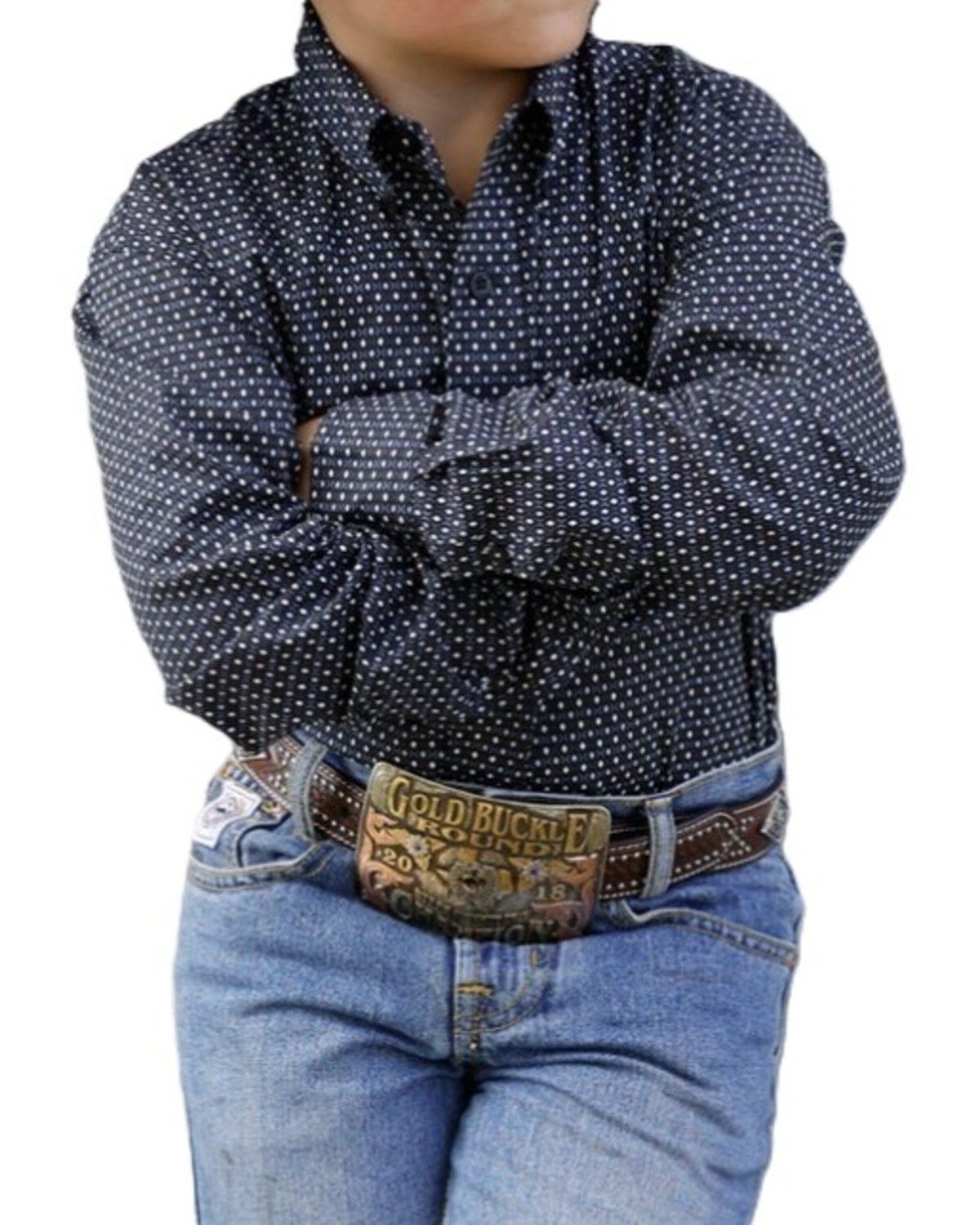 Image #2 - Cinch Boys' Geo Print Long Sleeve Button-Down Western Shirt, Black, hi-res