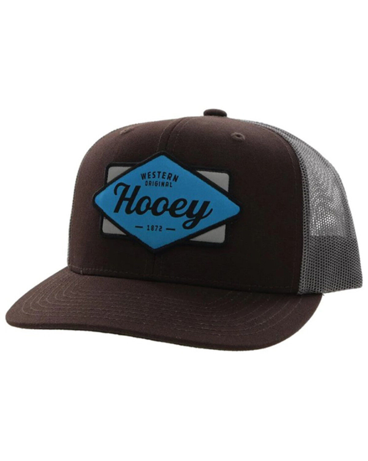 Image #1 - Hooey Men's Diamond Logo Patch Trucker Cap, Brown, hi-res
