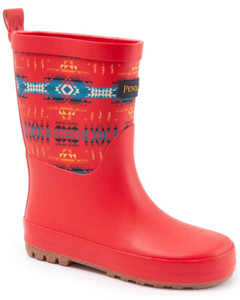 Pendleton Boys' Pilot Rock Mid Waterproof Work Boots - Round Toe, Red, hi-res