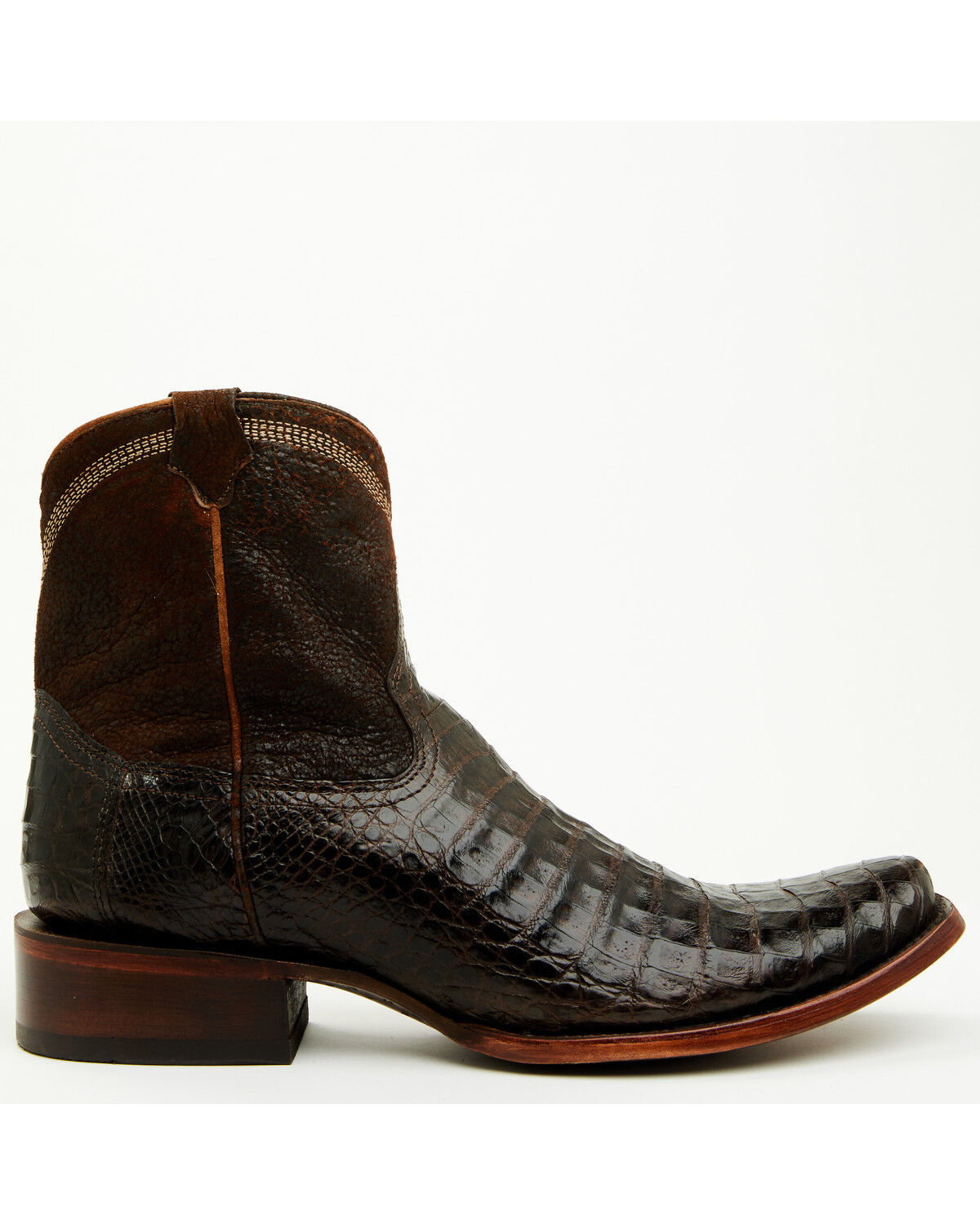 Image #2 - Corral Men's Exotic Caiman Western Booties - Square Toe, Chocolate, hi-res