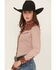 Image #2 - Shyanne Women's Striped And Floral Print Long Sleeve Snap Stretch Western Shirt, Light Pink, hi-res