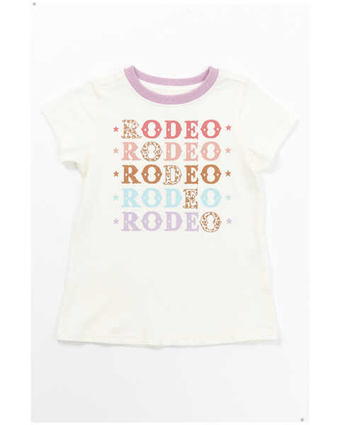 Image #1 - Shyanne Girls' Rodeo Short Sleeve Graphic Ringer Tee, Ivory, hi-res