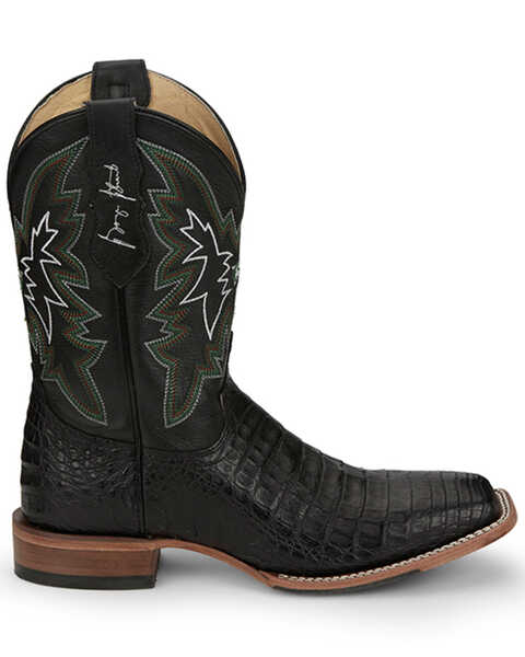 Image #2 - Justin Men's Haggard Exotic Caiman Western Boots - Broad Square Toe, Black, hi-res