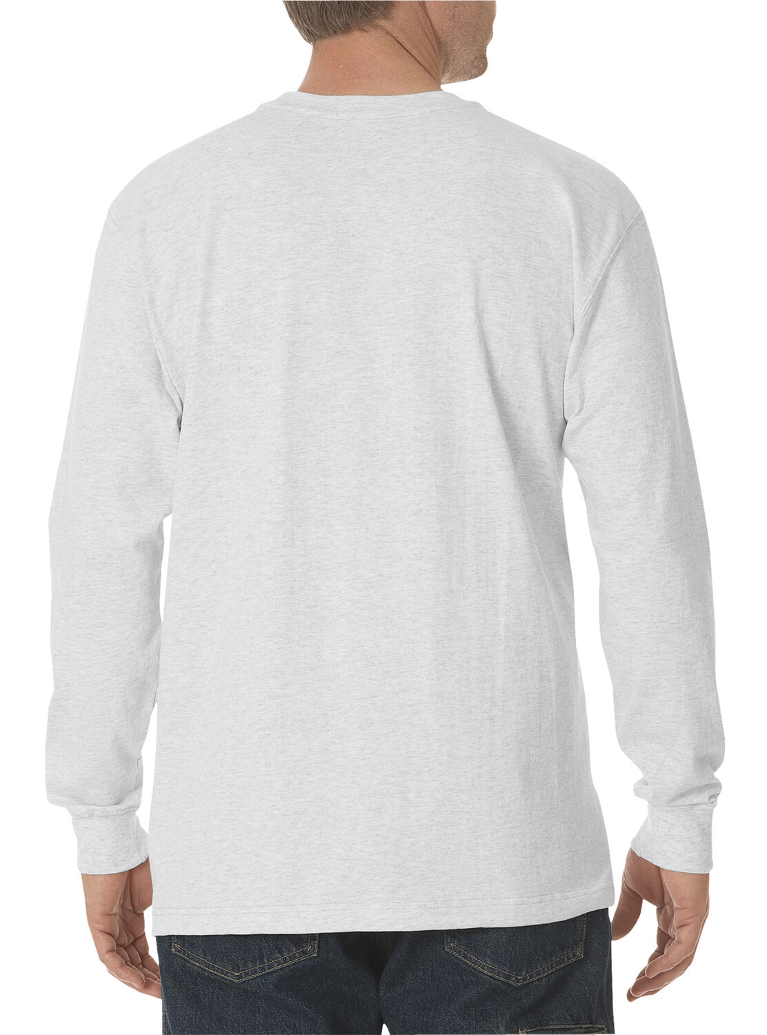 Image #2 - Dickies Men's Long Sleeve Heavyweight Crew Neck Tee, Ash Grey, hi-res