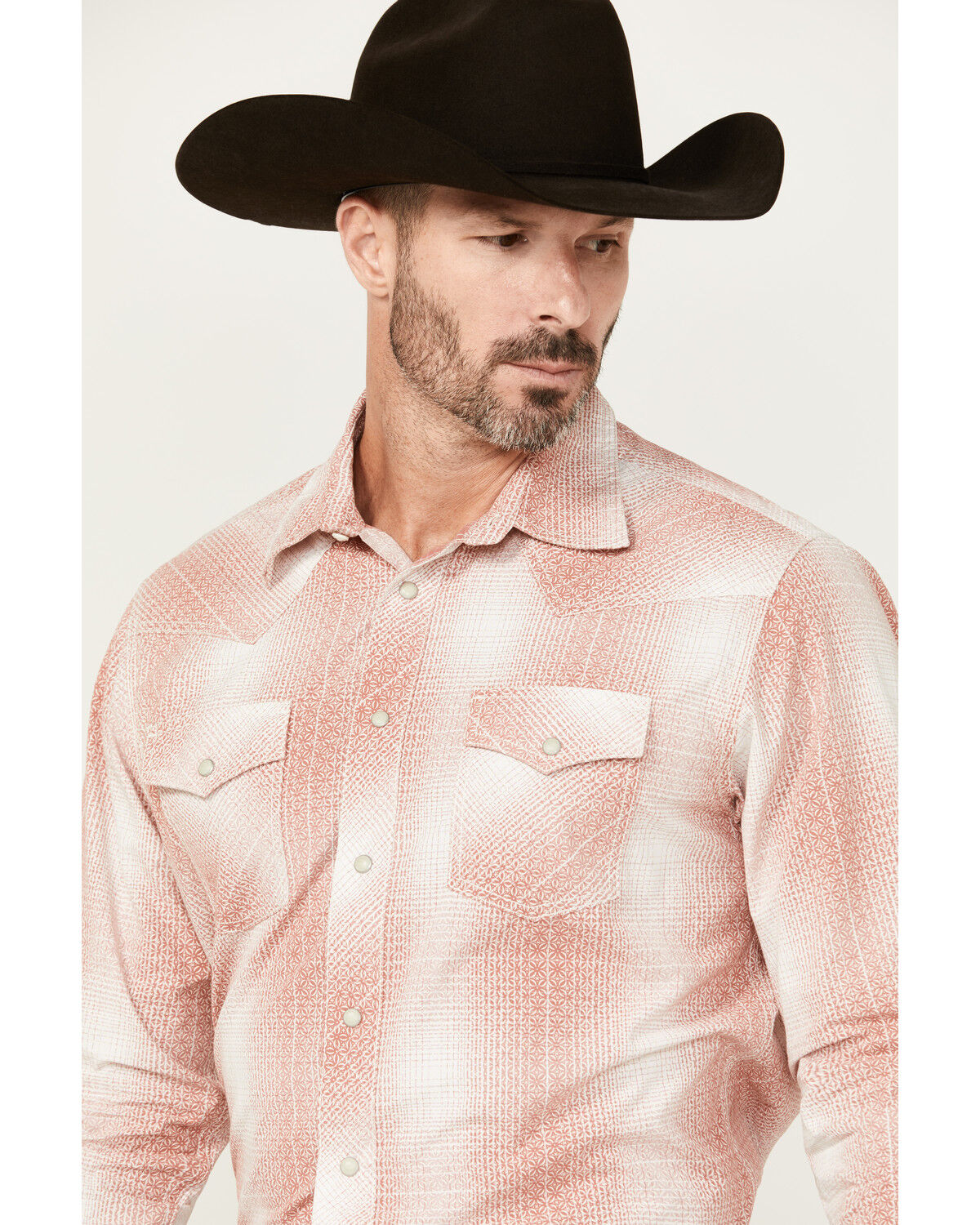 Image #2 - Wrangler Retro Men's Plaid Print Long Snap Western Shirt, Brick Red, hi-res