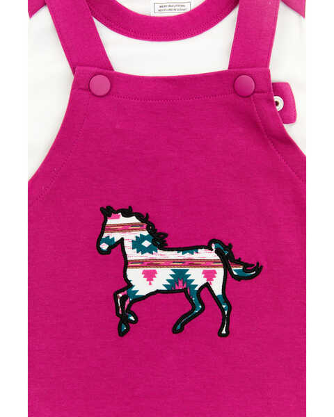 Image #2 - Shyanne Infant Girls' Southwestern Horse Graphic Onesie & Overalls Set - 2-Piece, Fuscia, hi-res
