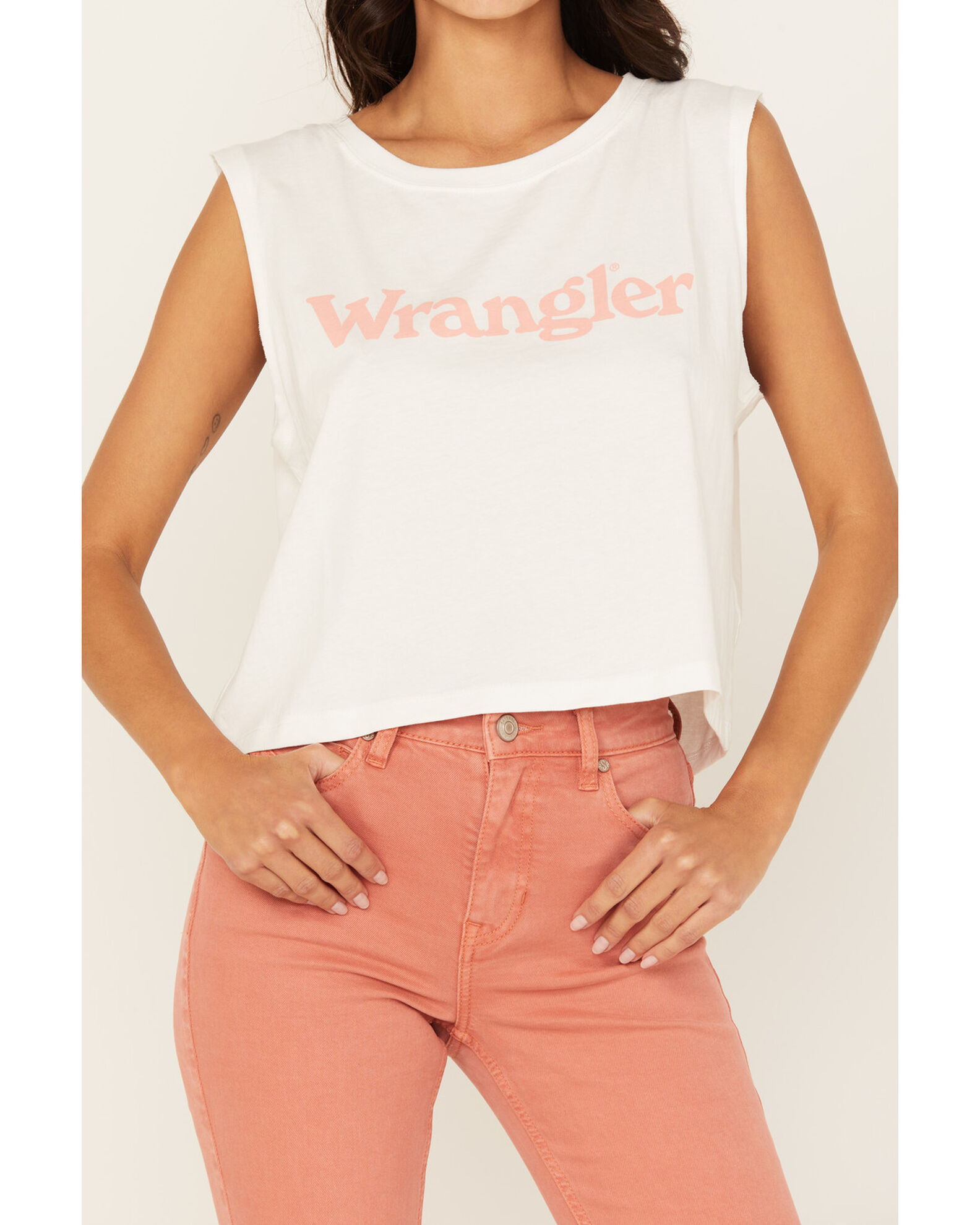 Image #4 - Wrangler Women's Sleeveless Space Crop Back Graphic Tee, White, hi-res