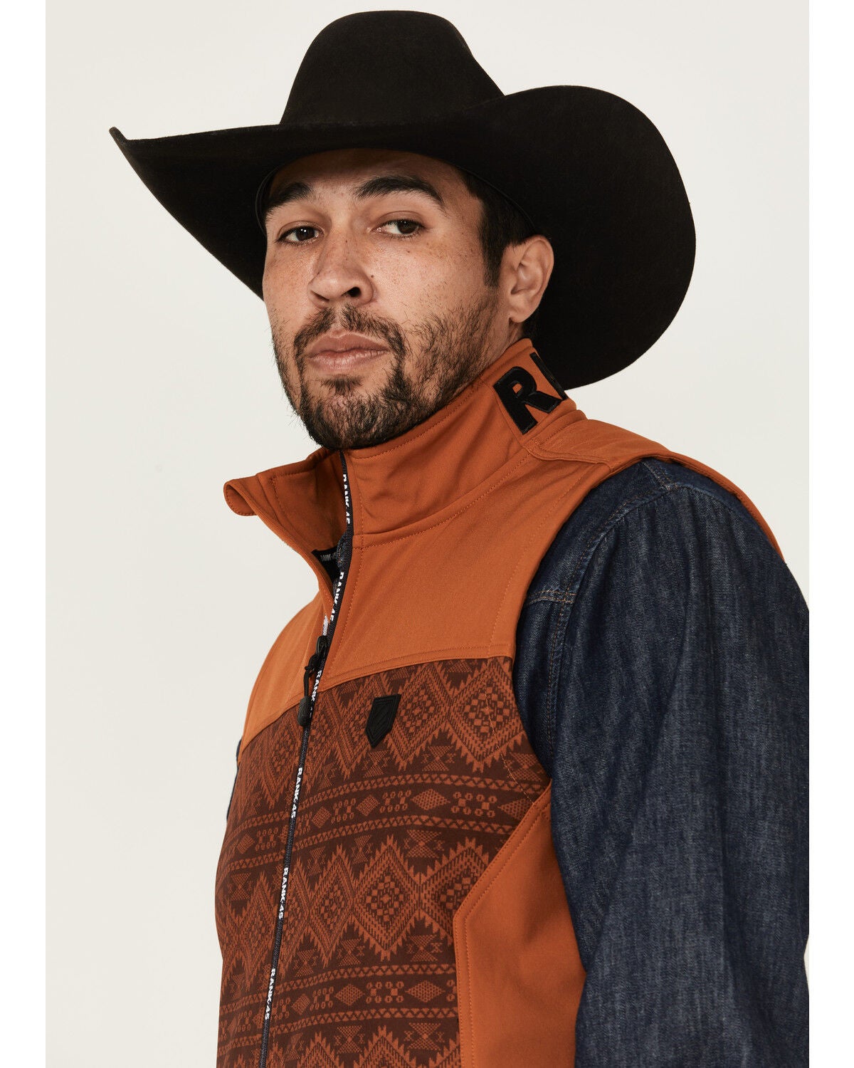 RANK 45® Men's Southwestern Print Color Block Softshell Vest