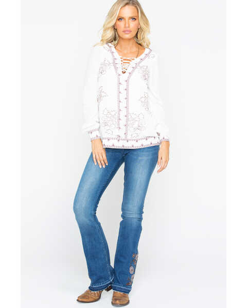 Image #1 - Idyllwind Women's Homegrown Lace-Up Tunic Top, Ivory, hi-res