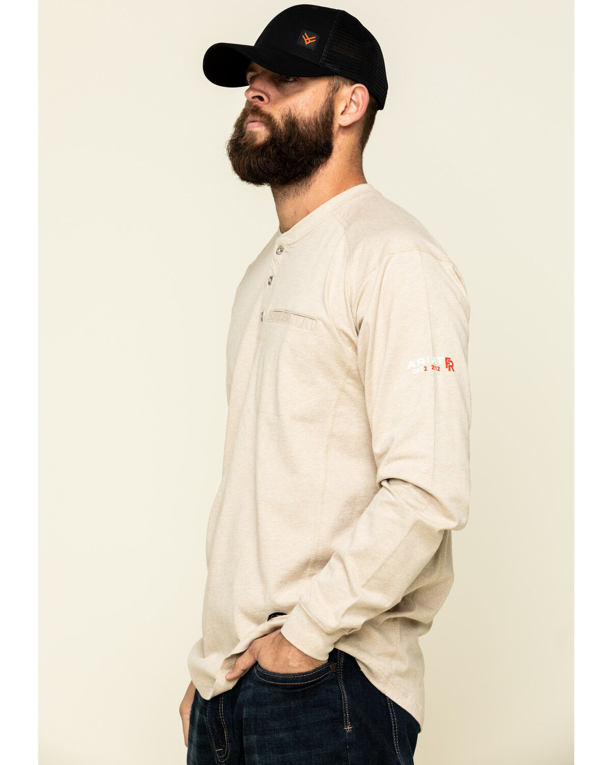Image #3 - Ariat Men's FR Air Henley Soar Graphic Long Sleeve Work T-Shirt, Yellow, hi-res
