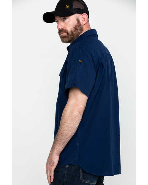 Image #3 - Hawx Men's Solid Yarn Dye Two Pocket Short Sleeve Work Shirt , Navy, hi-res