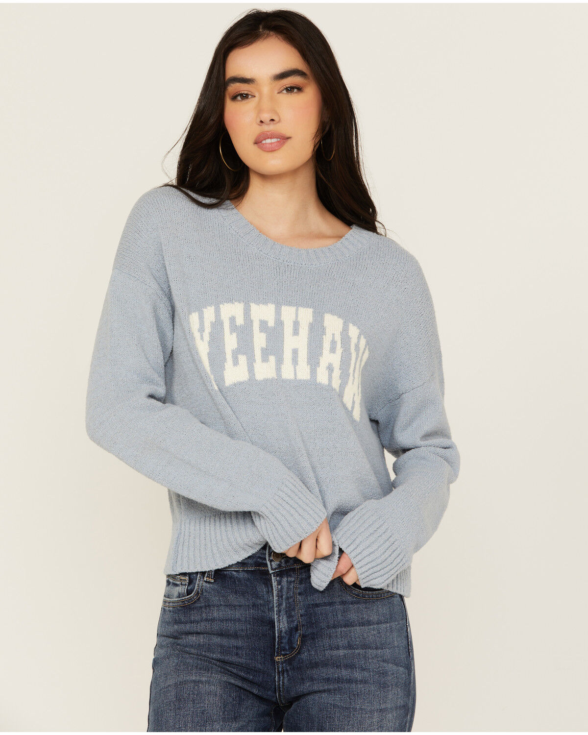 Image #1 - White Crow Women's Yeehaw Lightweight Sweater, Blue, hi-res