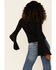 Shyanne Women's Moonrise River Graphic Long Bell Sleeve Top , Black, hi-res