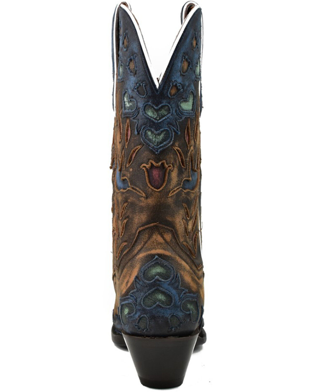 Image #5 - Dan Post Women's Humming Bird Heart and Floral Inlay Western Boots - Snip Toe, Orange, hi-res