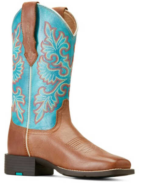 Image #1 - Ariat Women's Round Up StretchFit Western Boots - Broad Square Toe, Brown, hi-res