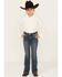 Image #1 - Rock & Roll Denim Girls' Medium Wash Cow Pocket Stretch Bootcut Jeans, Medium Wash, hi-res
