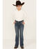 Image #1 - Rock & Roll Denim Girls' Medium Wash Cow Pocket Stretch Bootcut Jeans , Medium Wash, hi-res