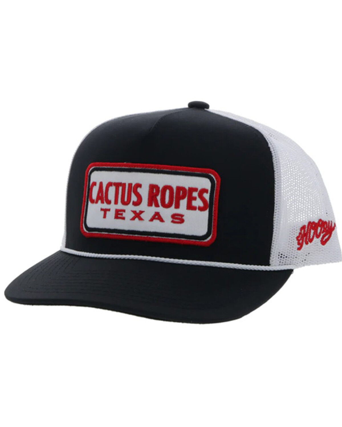 Image #1 - Hooey Men's Cactus Ropes Mesh Back Trucker Cap, Black/white, hi-res