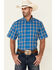 Cody James Core Men's Volt Plaid Print Short Sleeve Button Down Western Shirt , Blue, hi-res