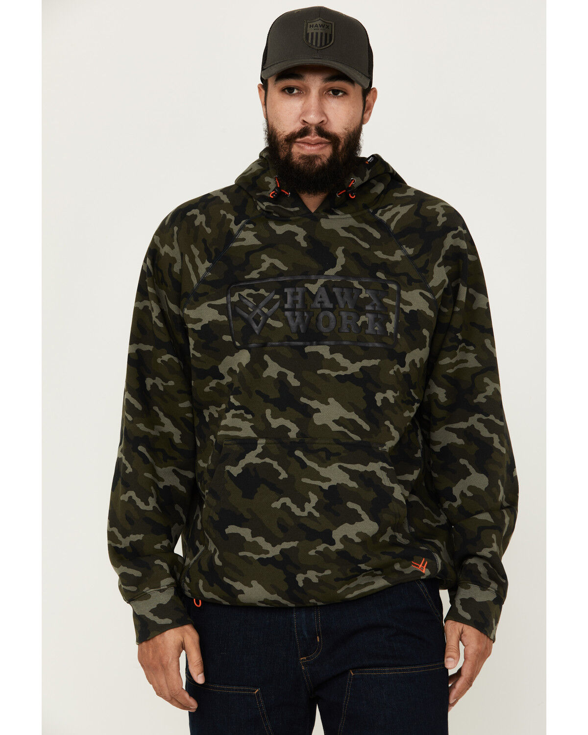 Image #1 - Hawx Men's Camo Print Fleece Work Hooded Sweatshirt, Camouflage, hi-res